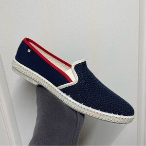 Rivieras Navy Slip-On Espadrille with Red Trim